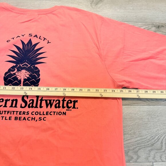 Southern Saltwater Myrtle Beach TShirt Stay Salty 2XL Coral Pineapple Short Slee - Picture 10 of 12